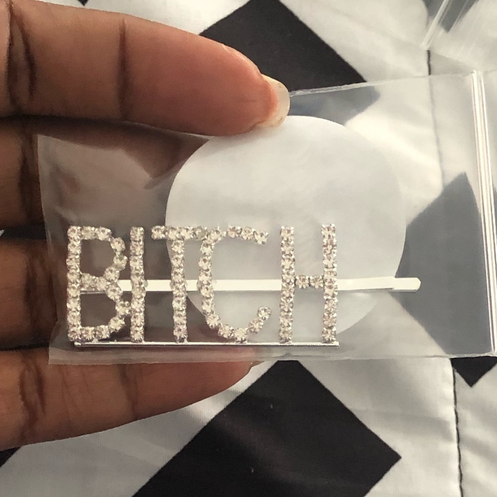 Bitch Rhinestone Hair clip